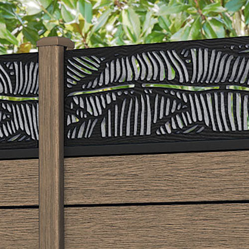 Fusion Feather Fence Panel - Teak - with our composite posts