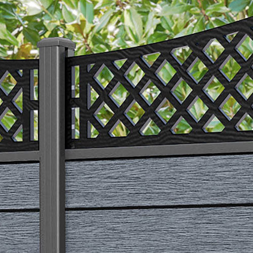 Fusion Oxford Curved Top Fence Panel - Anthracite - with our aluminium posts