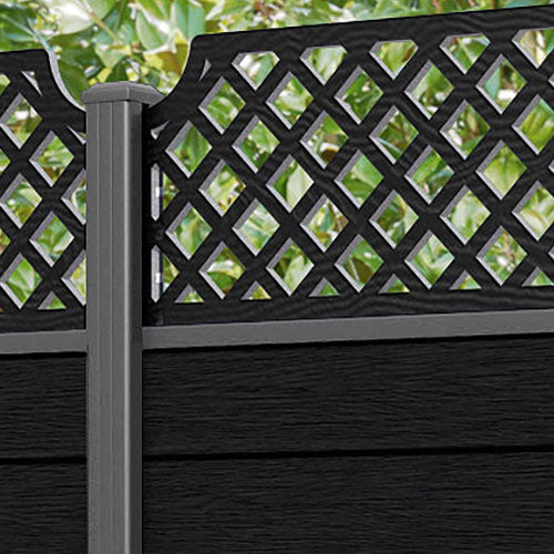 Fusion Regal Hive Fence Panel - Black - with our aluminium posts