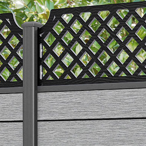 Fusion Regal Hive Fence Panel - Light Grey - with our aluminium posts