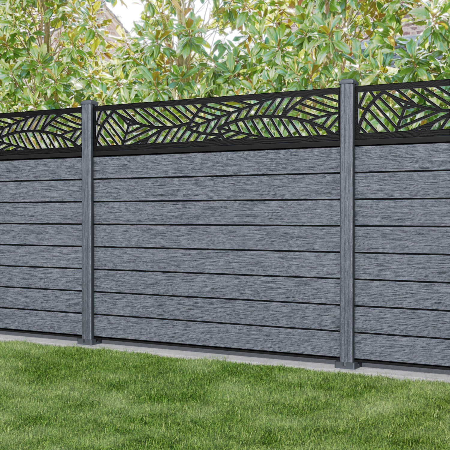 Fusion Habitat Fence Panel - Anthracite - with our composite posts