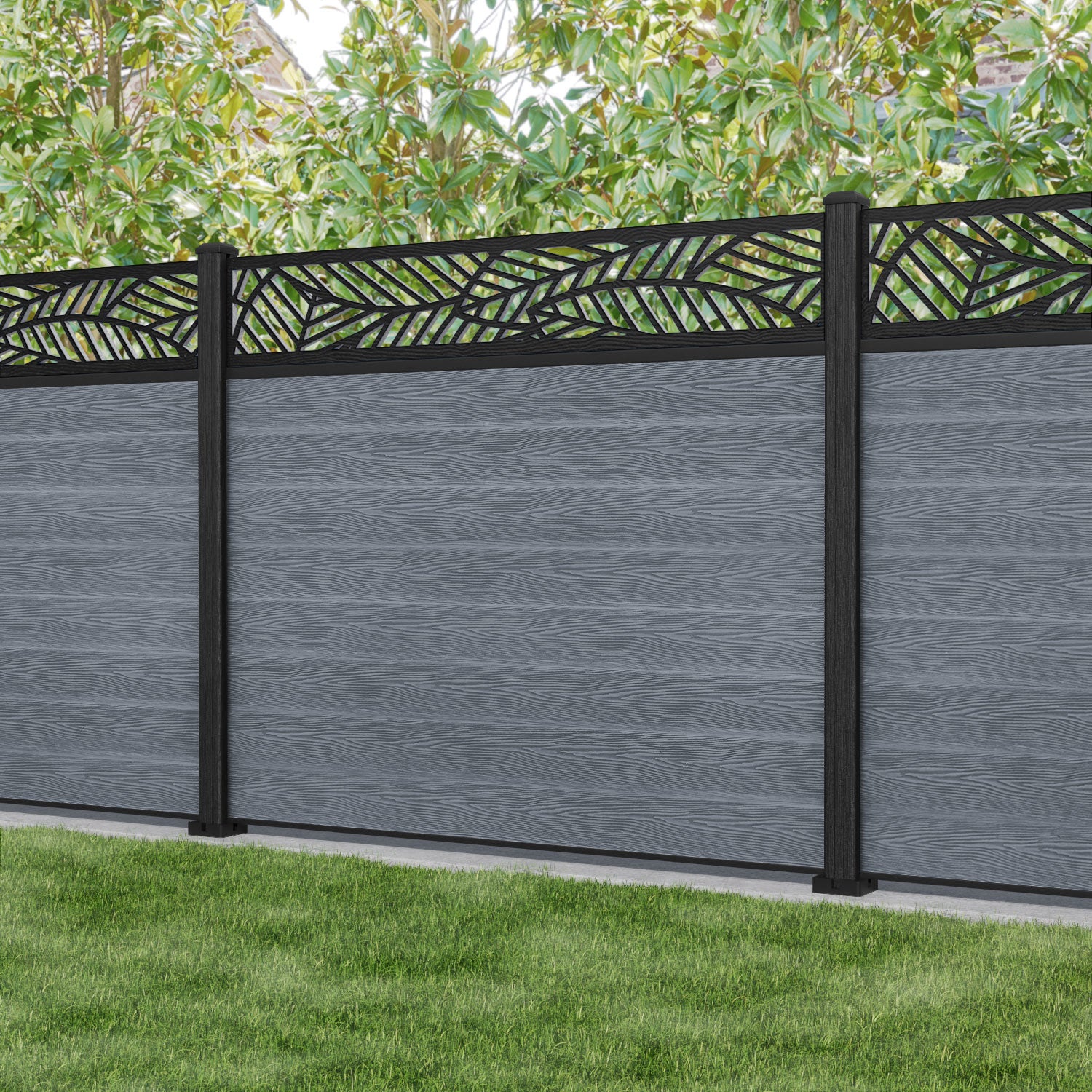 Classic Habitat Fence Panel - Anthracite - with our composite posts