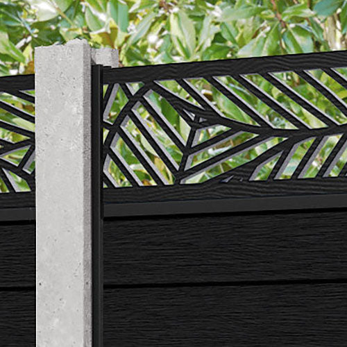Fusion Habitat Fence Panel - Black - for existing concrete posts
