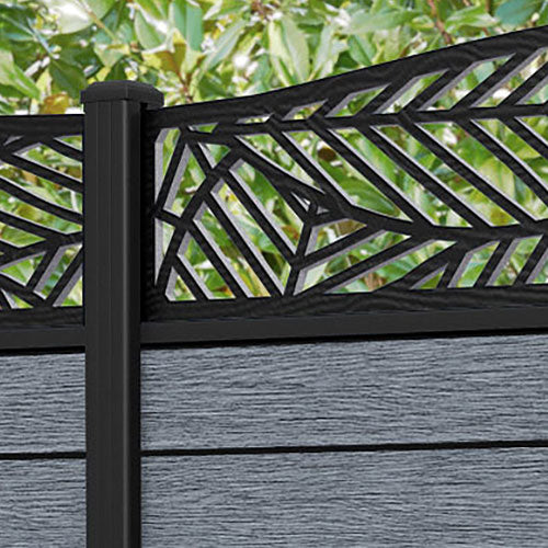 Fusion Habitat Curved Top Fence Panel - Anthracite - with our aluminium posts