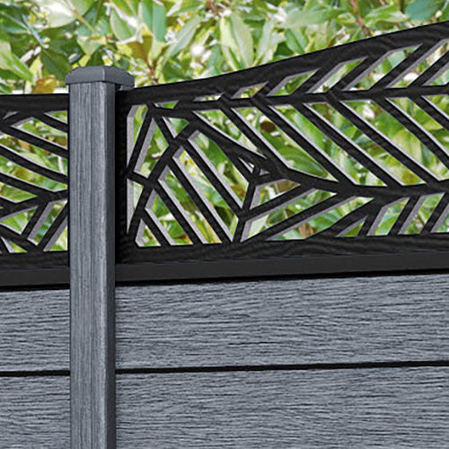 Fusion Habitat Curved Top Fence Panel - Anthracite - with our composite posts