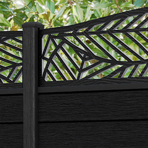 Fusion Habitat Curved Top Fence Panel - Black - with our composite posts