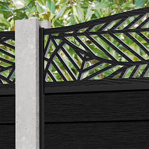 Fusion Habitat Curved Top Fence Panel - Black - for existing concrete posts