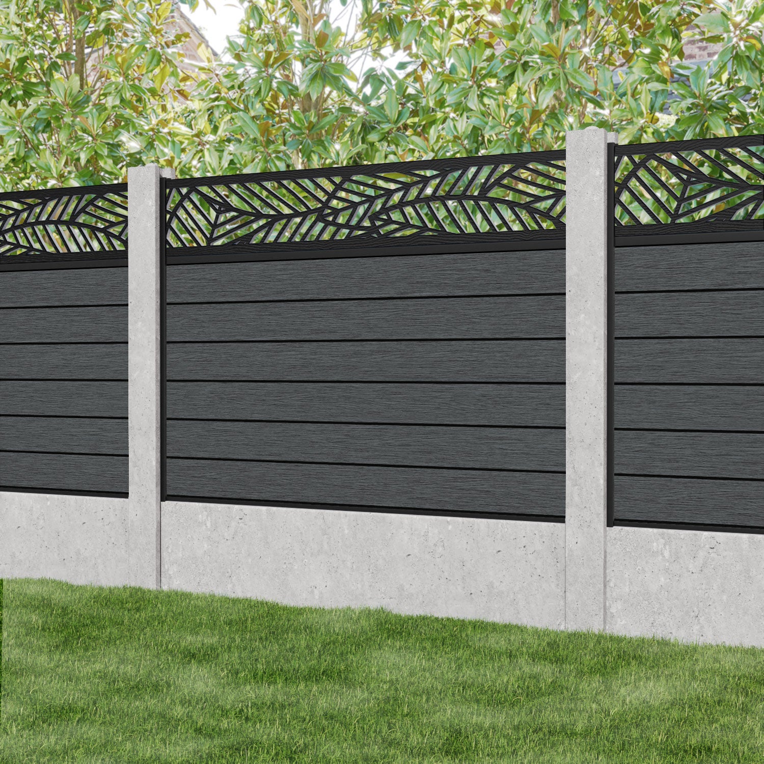 Fusion Habitat Fence Panel - Dark Grey - for existing concrete posts