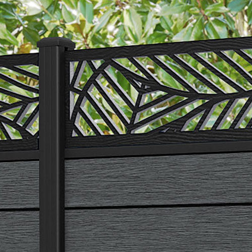 Fusion Habitat Fence Panel - Dark Grey - with our aluminium posts