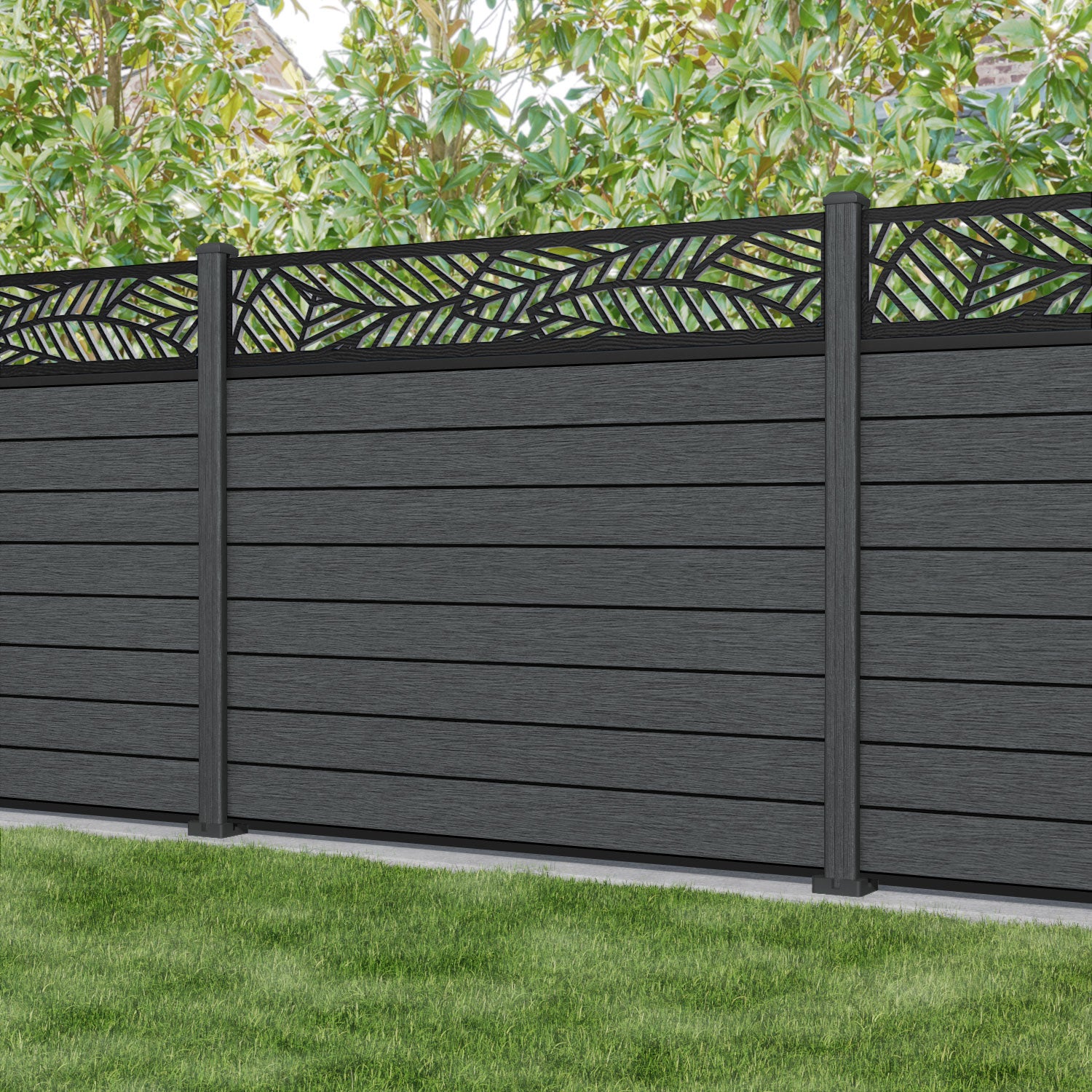 Fusion Habitat Fence Panel - Dark Grey - with our composite posts
