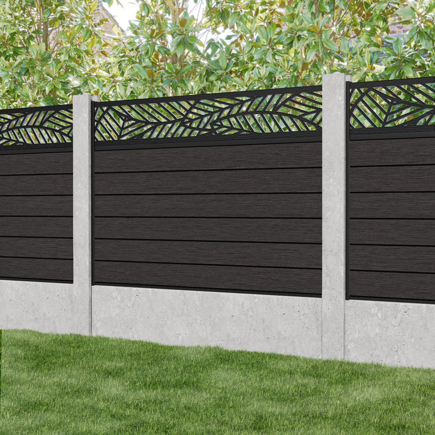 Fusion Habitat Fence Panel - Dark Oak - for existing concrete posts