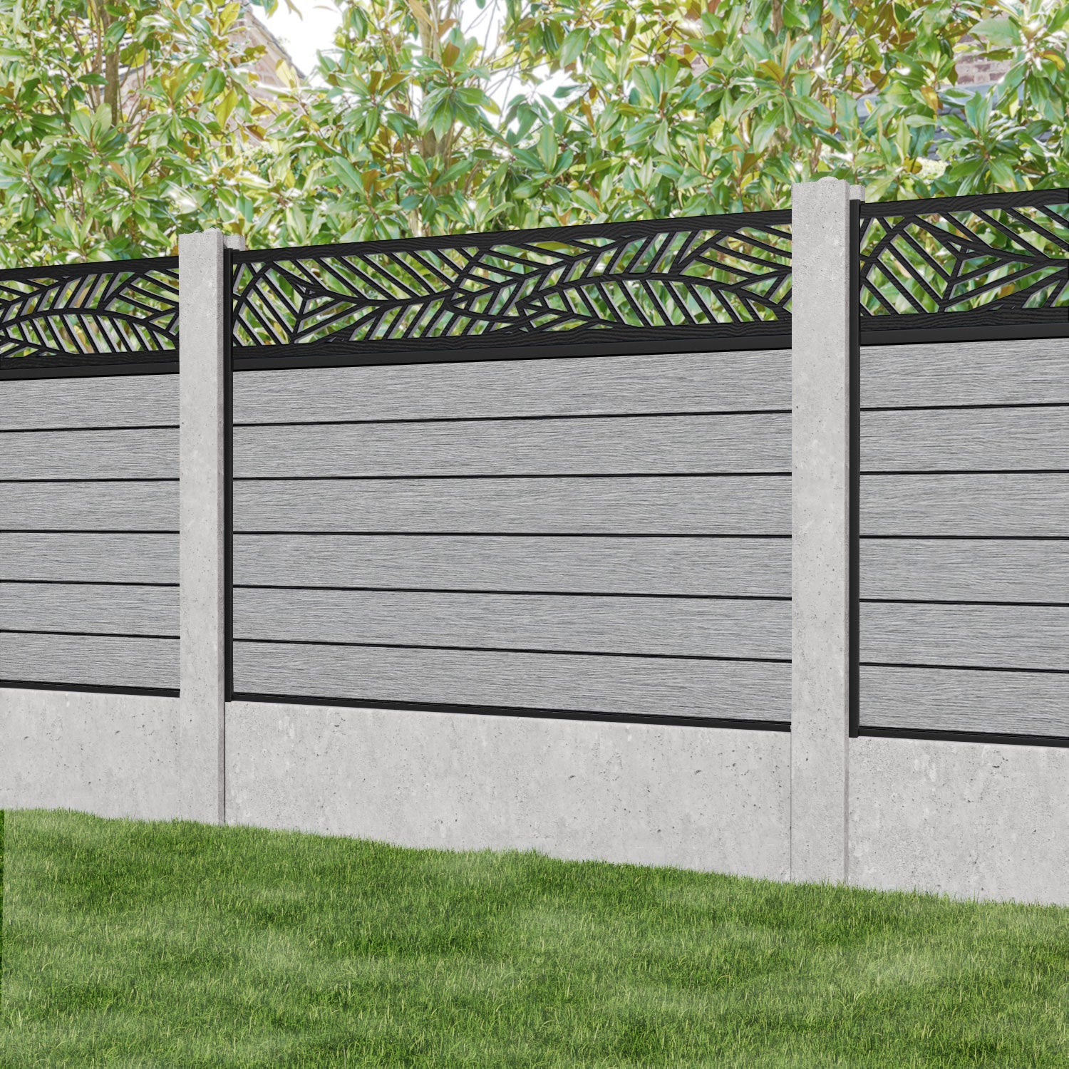 Fusion Habitat Fence Panel - Light Grey - for existing concrete posts