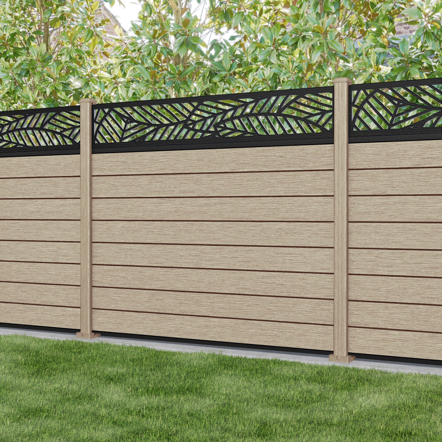 Fusion Habitat Fence Panel - Light Oak - with our composite posts