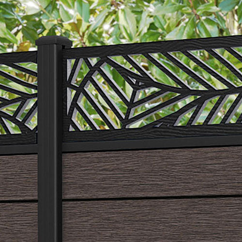 Fusion Habitat Fence Panel - Mid Brown - with our aluminium posts