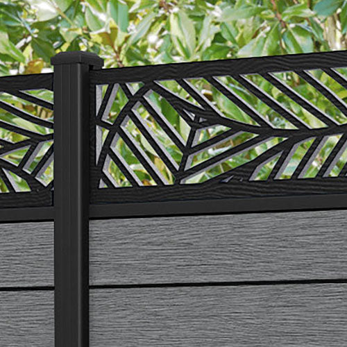 Fusion Habitat Fence Panel - Mid Grey - with our aluminium posts