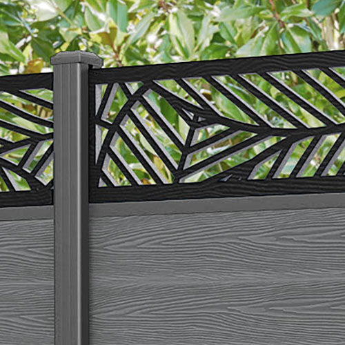 Classic Habitat Fence Panel - Mid Grey - with our aluminium posts