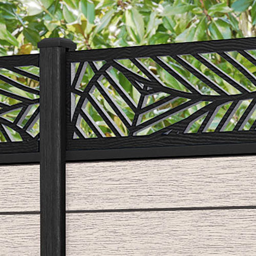 Fusion Habitat Curved Top Fence Panel - Mid Stone - with our composite posts