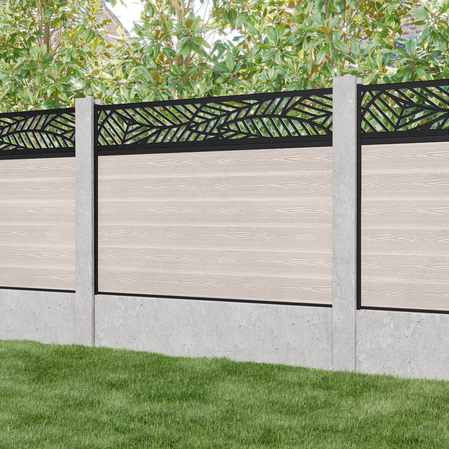 Classic Habitat Fence Panel - Mid Stone - for existing concrete posts