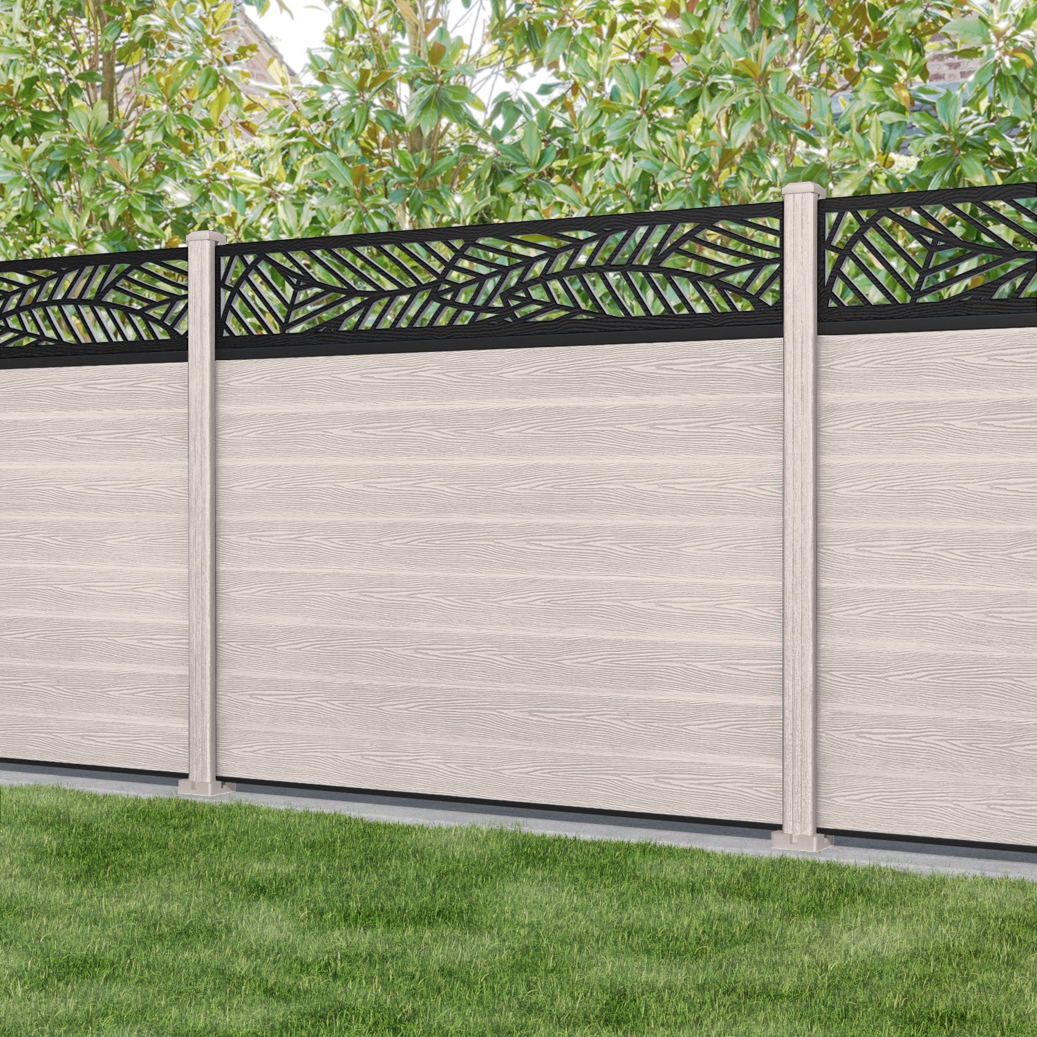 Classic Habitat Fence Panel - Mid Stone - with our composite posts