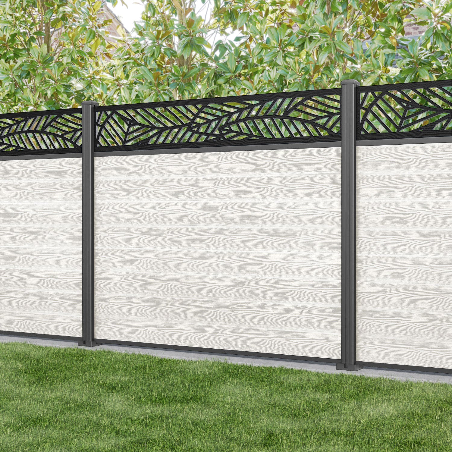 Classic Habitat Fence Panel - Light Stone - with our aluminium posts