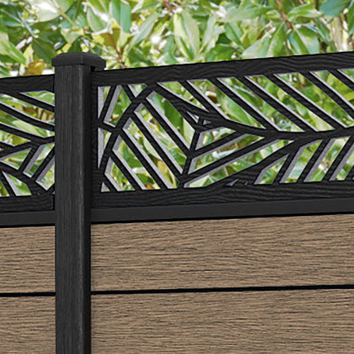 Fusion Habitat Fence Panel - Teak - with our composite posts