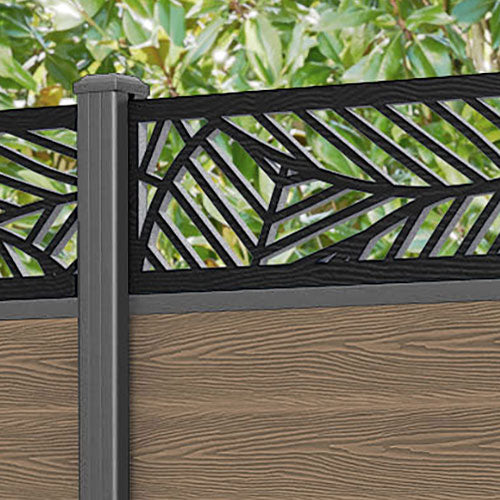 Classic Habitat Fence Panel - Teak - with our aluminium posts