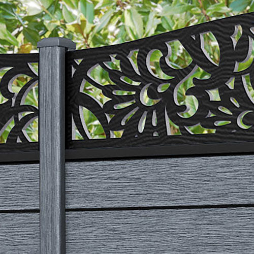 Fusion Heritage Curved Top Fence Panel - Anthracite - with our composite posts