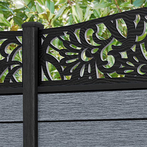 Fusion Heritage Curved Top Fence Panel - Anthracite - with our composite posts
