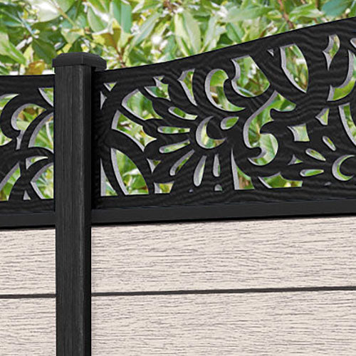 Fusion Heritage Curved Top Fence Panel - Mid Stone - with our composite posts