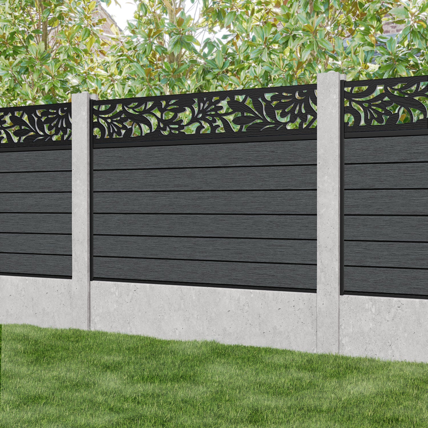 Fusion Heritage Fence Panel - Dark Grey - for existing concrete posts