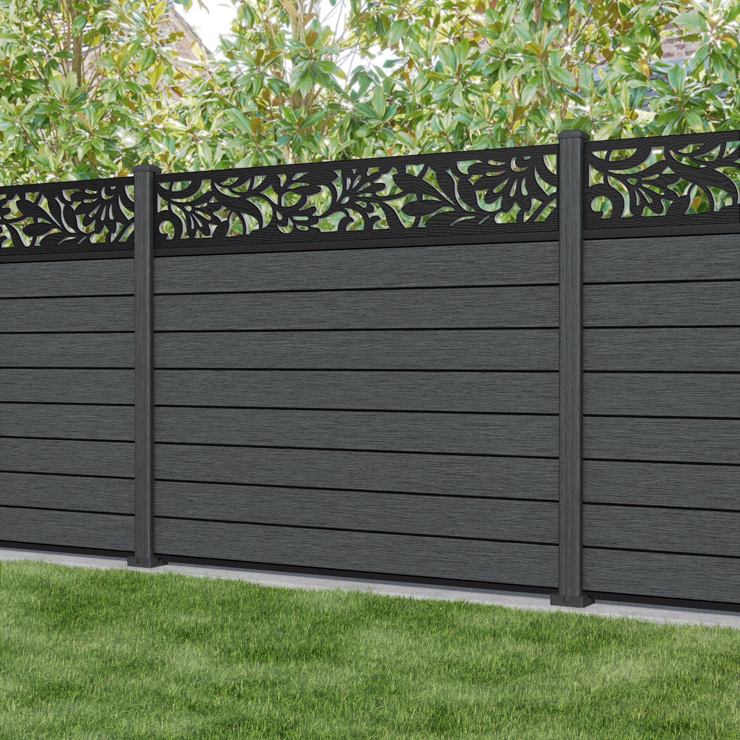 Fusion Heritage Fence Panel - Dark Grey - with our composite posts