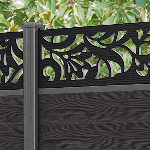 Classic Heritage Fence Panel - Dark Oak - with our aluminium posts