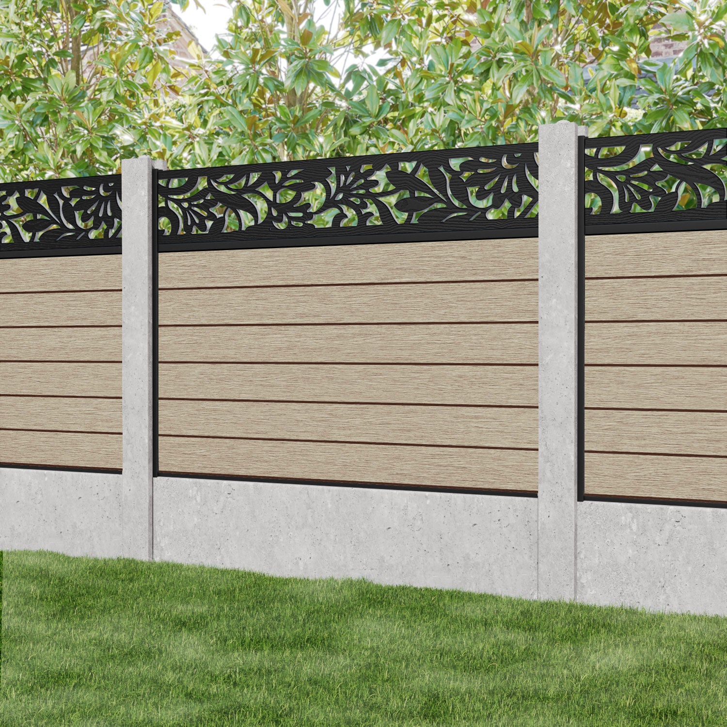 Fusion Heritage Fence Panel - Light Oak - for existing concrete posts