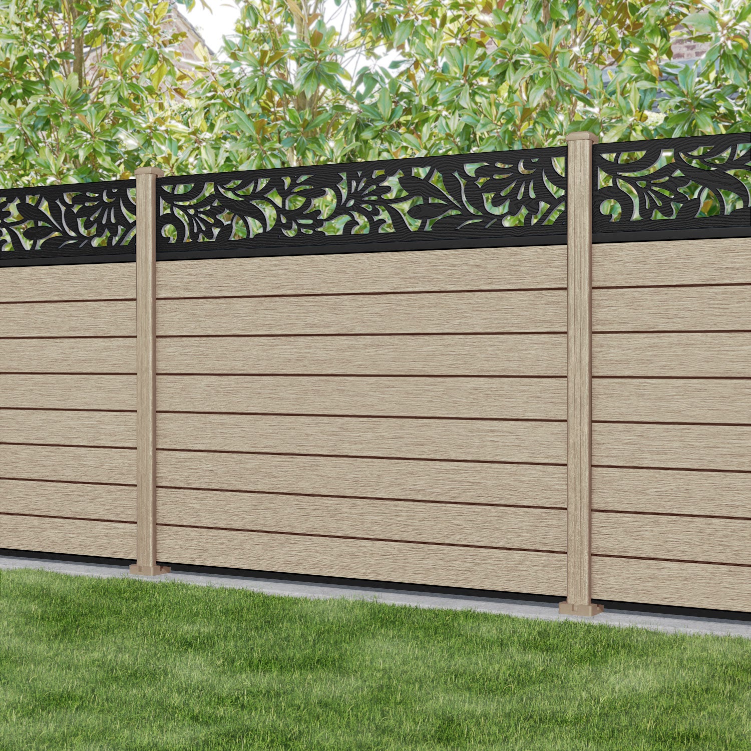 Fusion Heritage Fence Panel - Light Oak - with our composite posts