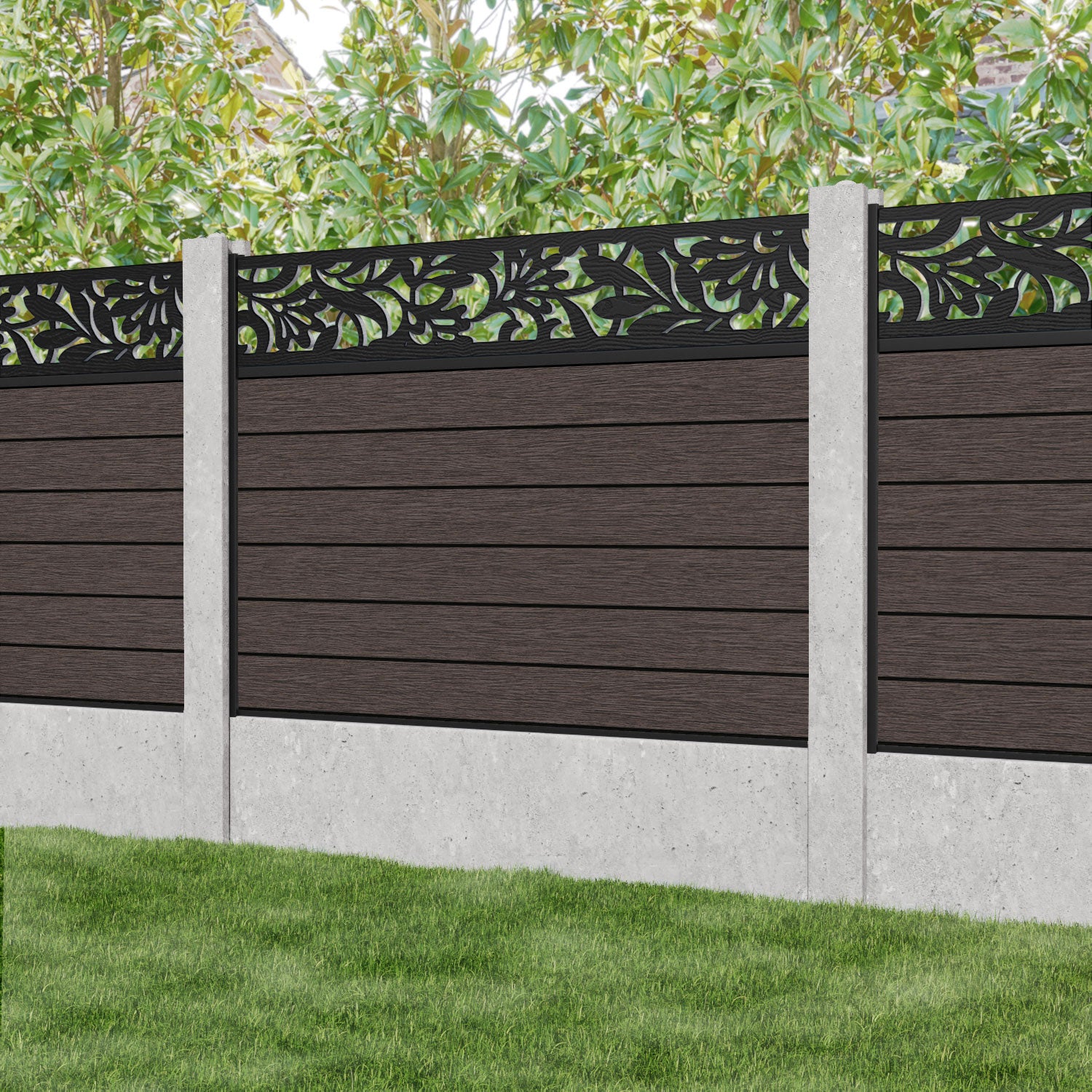 Fusion Heritage Fence Panel - Mid Brown - for existing concrete posts