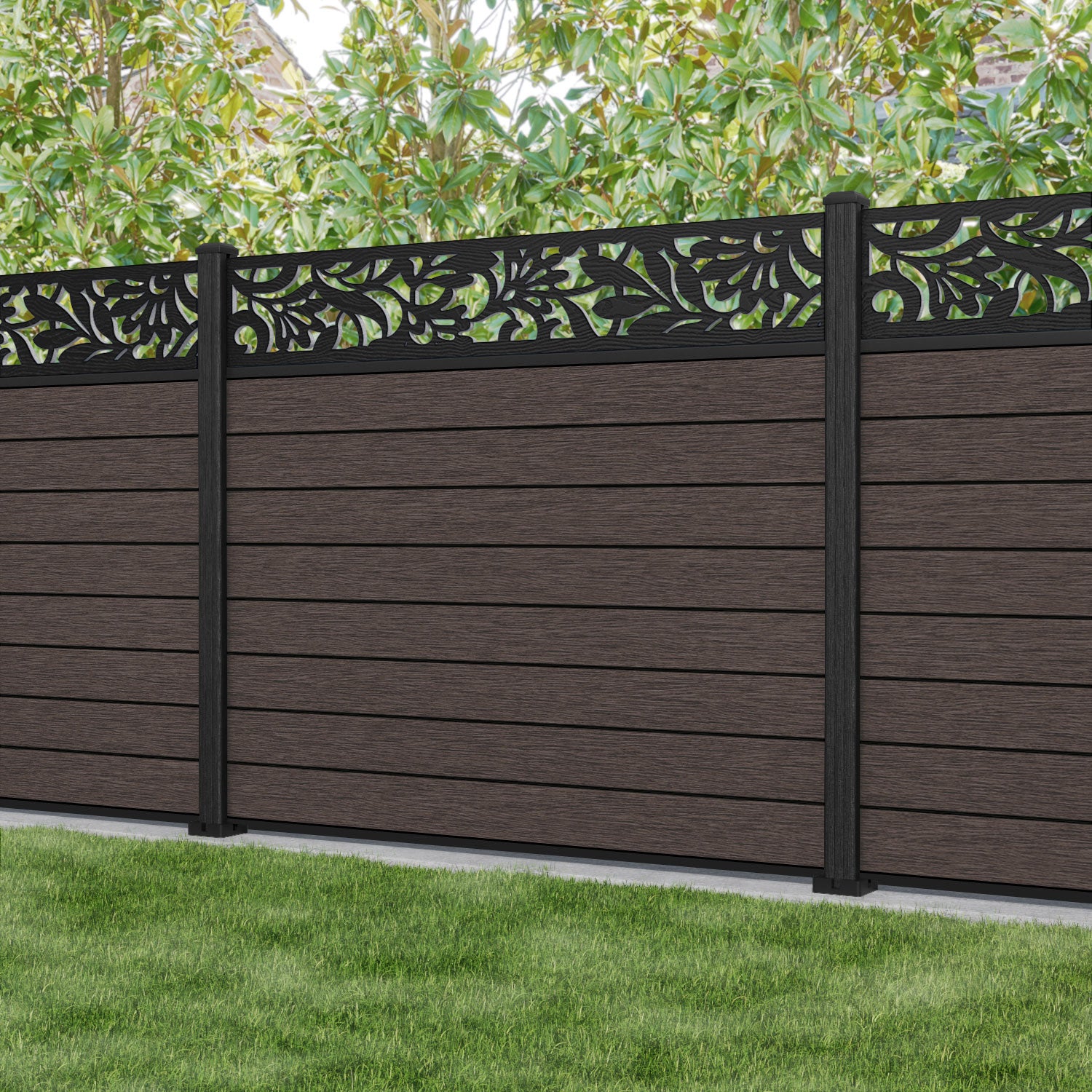 Fusion Heritage Fence Panel - Mid Brown - with our composite posts