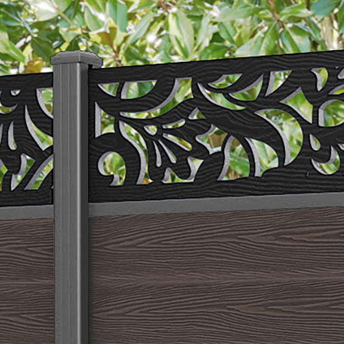 Classic Heritage Fence Panel - Mid Brown - with our aluminium posts