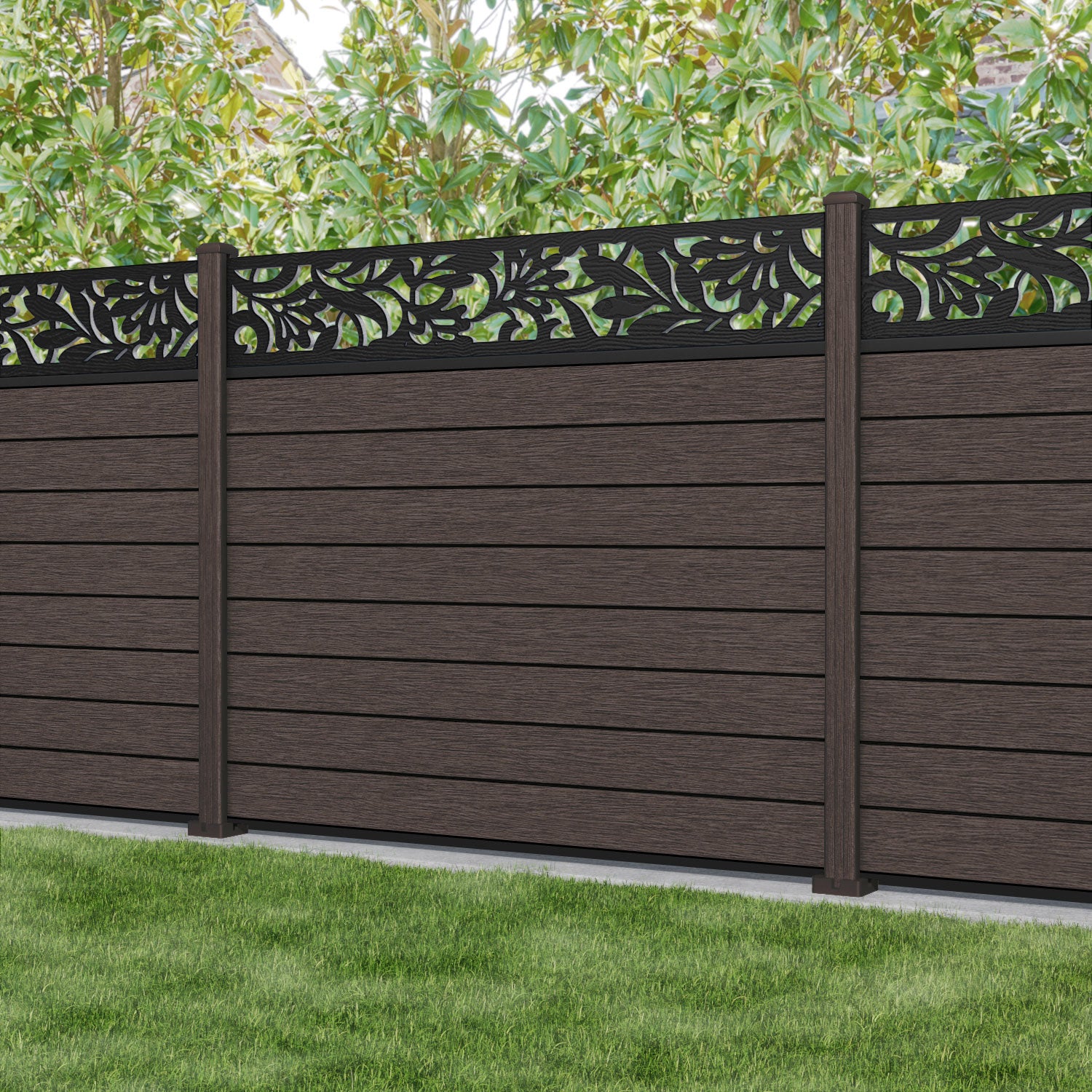 Fusion Heritage Fence Panel - Mid Brown - with our composite posts