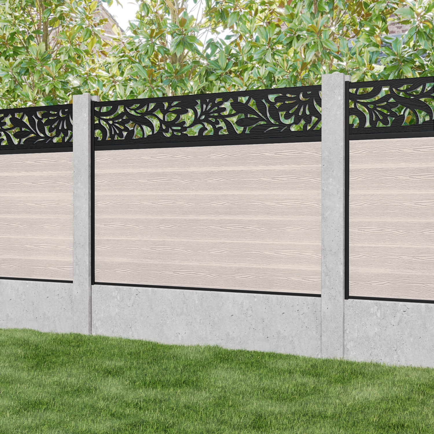 Classic Heritage Fence Panel - Mid Stone - for existing concrete posts