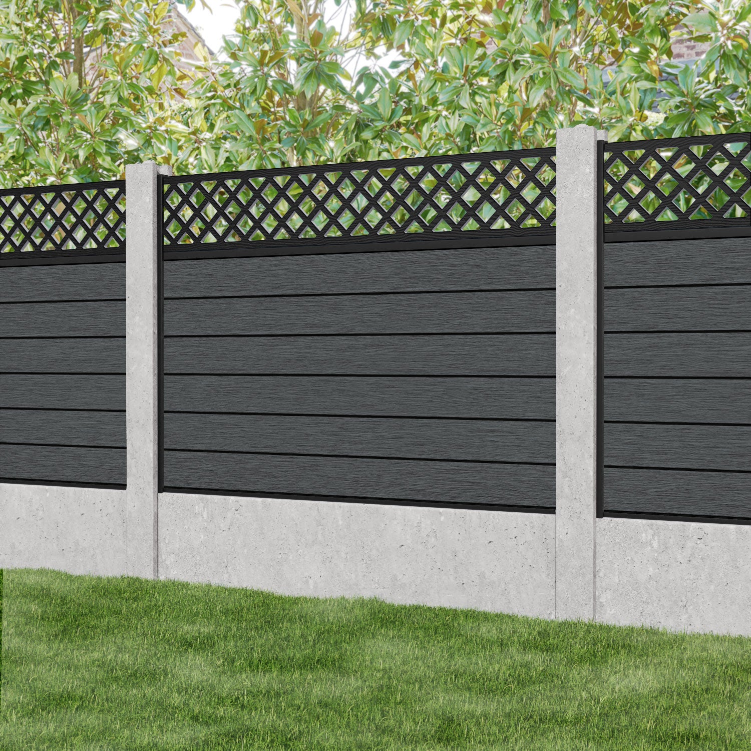 Fusion Hive Fence Panel - Dark Grey - for existing concrete posts