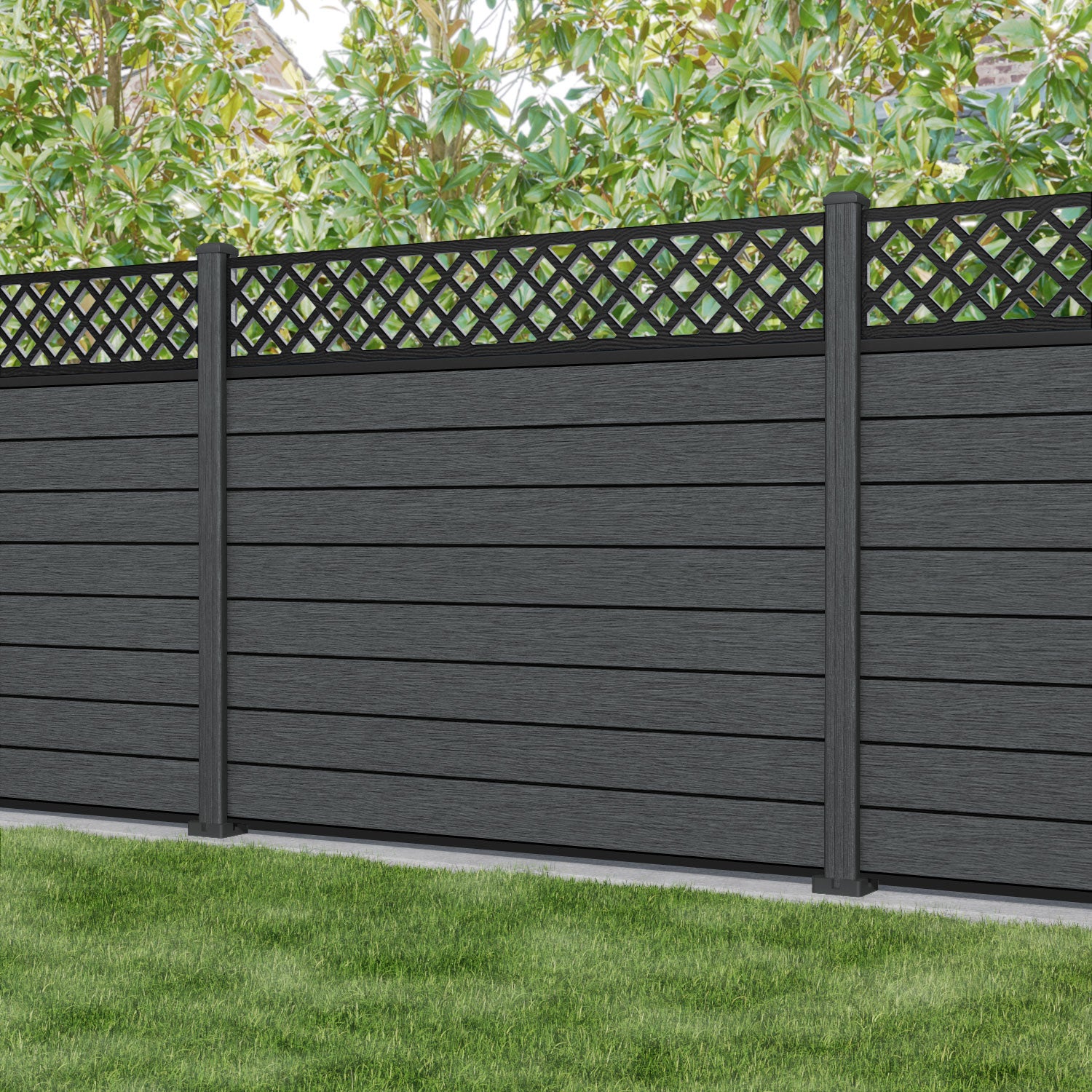 Fusion Hive Fence Panel - Dark Grey - with our composite posts