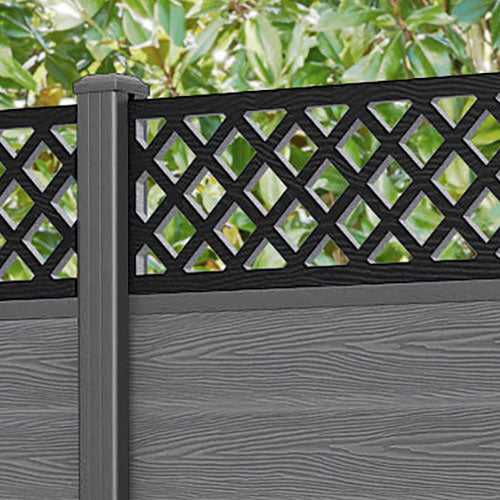 Classic Hive Fence Panel - Mid Grey - with our aluminium posts