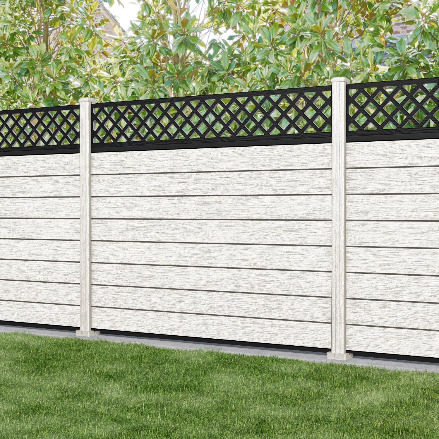 Fusion Hive Fence Panel - Light Stone - with our composite posts