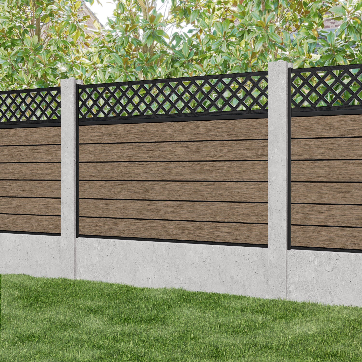 Fusion Hive Fence Panel - Teak - for existing concrete posts