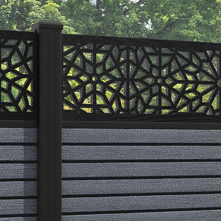 Hudson Alnara Fence Panel - Anthracite - with our aluminium posts