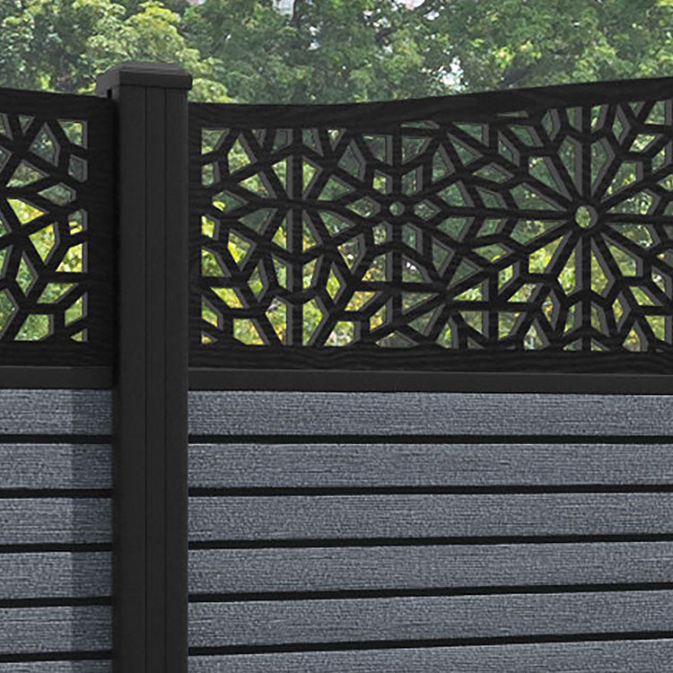 Hudson Alnara Curved Top Fence Panel - Anthracite - with our aluminium posts