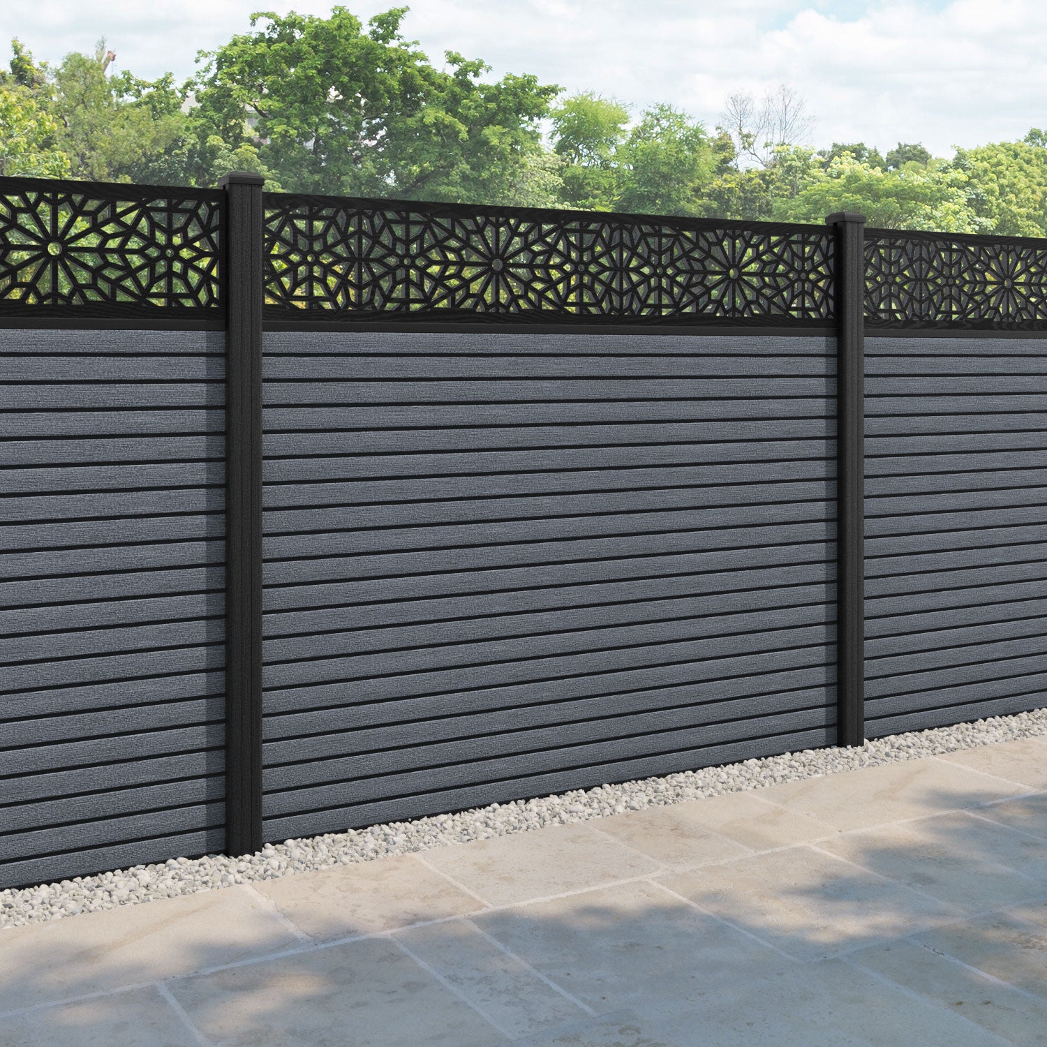 Hudson Alnara Fence Panel - Anthracite - with our composite posts