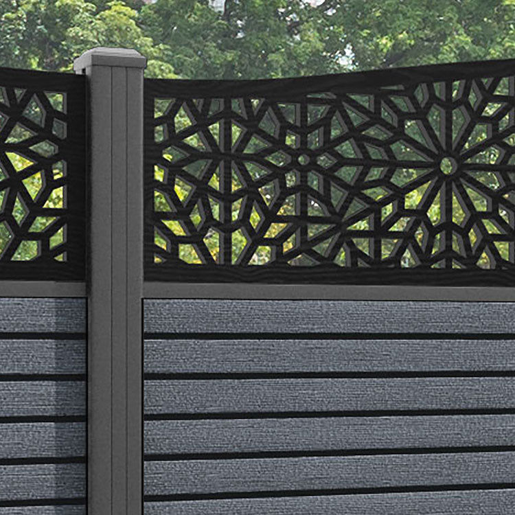 Hudson Alnara Curved Top Fence Panel - Anthracite - with our aluminium posts