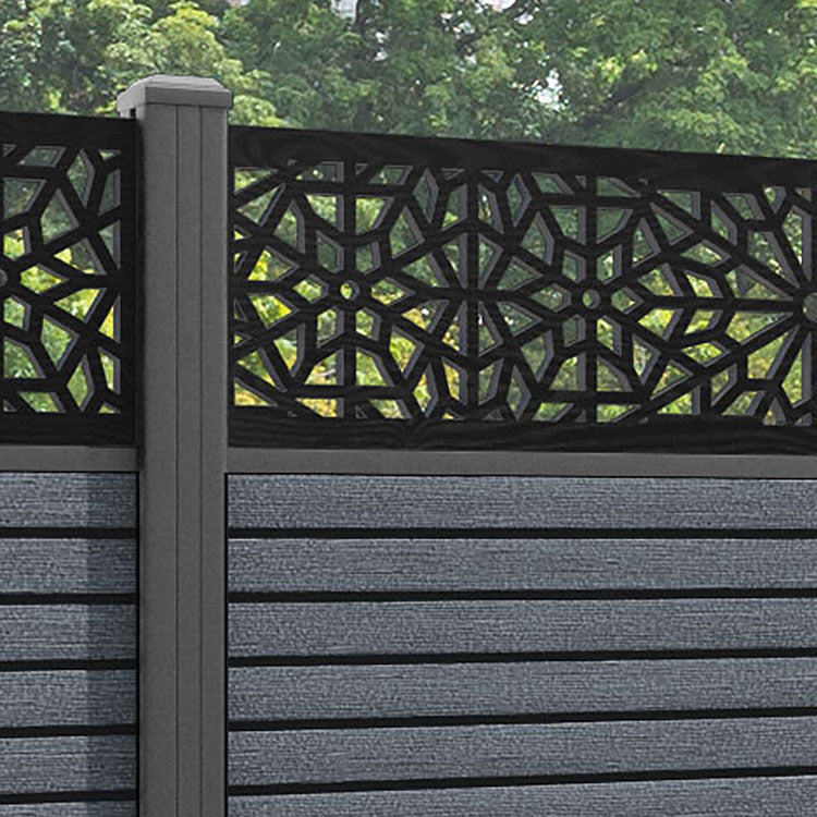 Hudson Alnara Fence Panel - Anthracite - with our aluminium posts