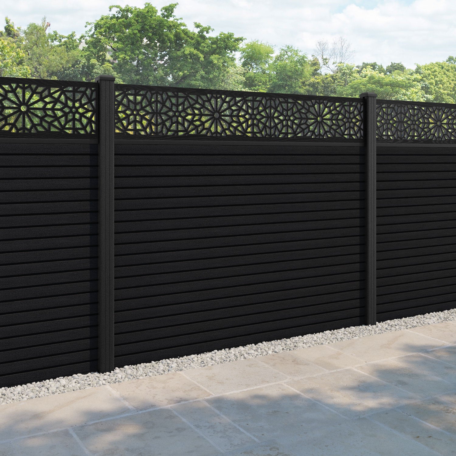 Hudson Alnara Fence Panel - Black - with our composite posts